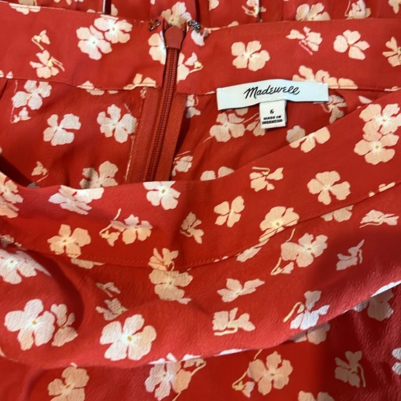 Madewell Happy Hibiscus Ruffle Faux Wrap Midi Skirt, Size 6 - Picture 12 of 12